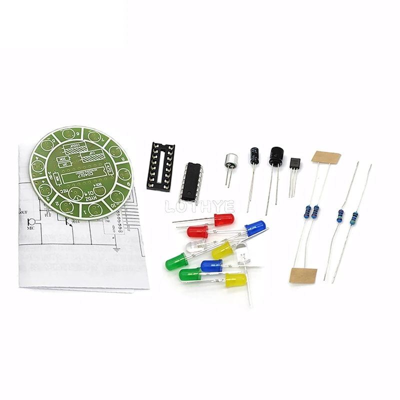 Voice Activated LED Rotating Light Making Kit CD4017 Colorful DIY Electronic Kit Parts Soldering Electronic Component Welding
