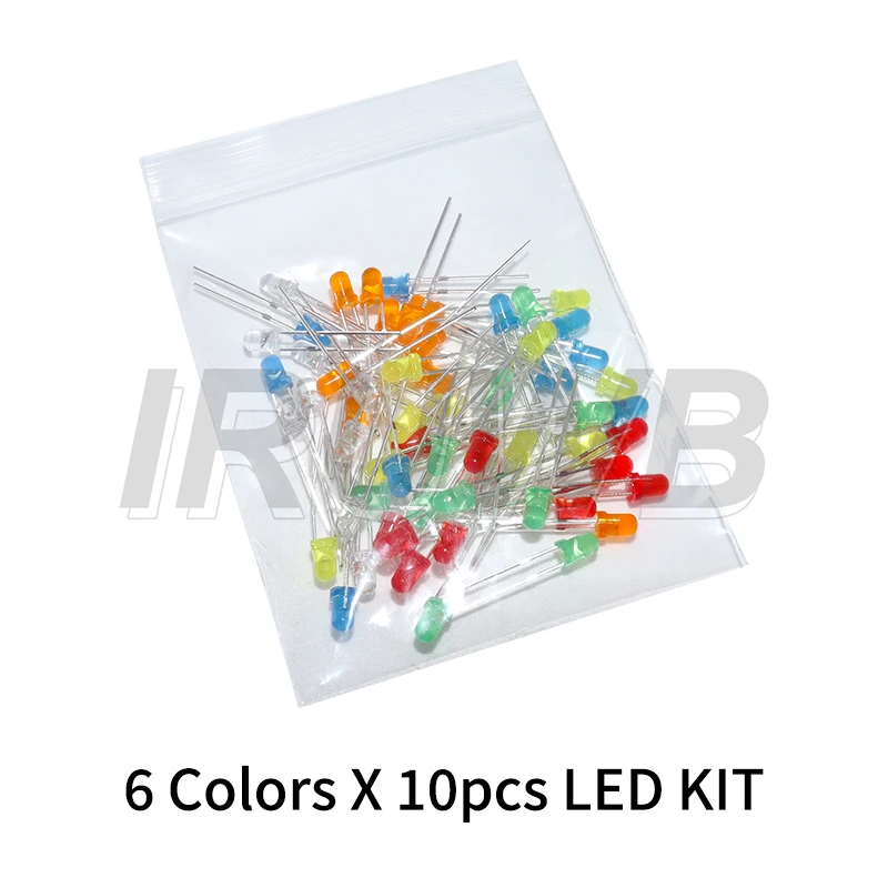 100PCS 3mm LED Diode F3 Assorted Kit DIY Light Emitting Diode White Green Red Blue Yellow Orange Pink Purple Warm White