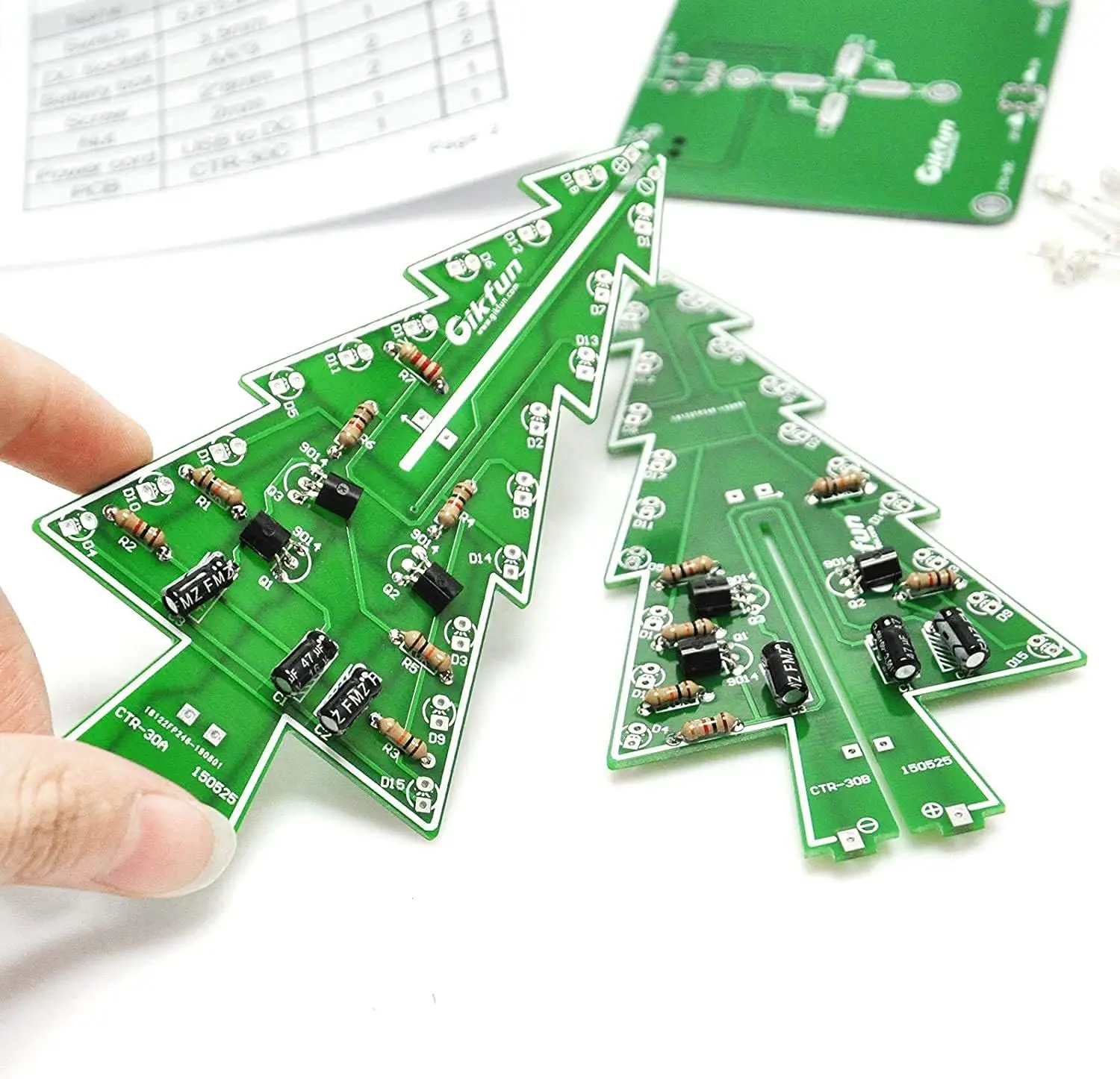 3D Xmas Christmas Tree Led DIY Kits, 7 Color Flash RGB LED Circuit Electronic Assemble Funny Kits, STEM Project PCB Board