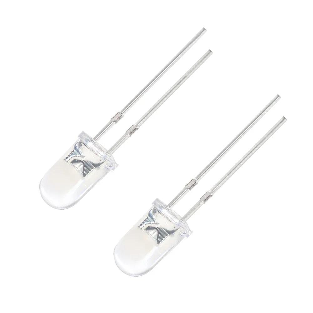 50/100pcs 5mm LED Ultra Bright Transparent White Green Red Blue Yellow Orange Light-Emitting Diode Round LED Assortment Kit