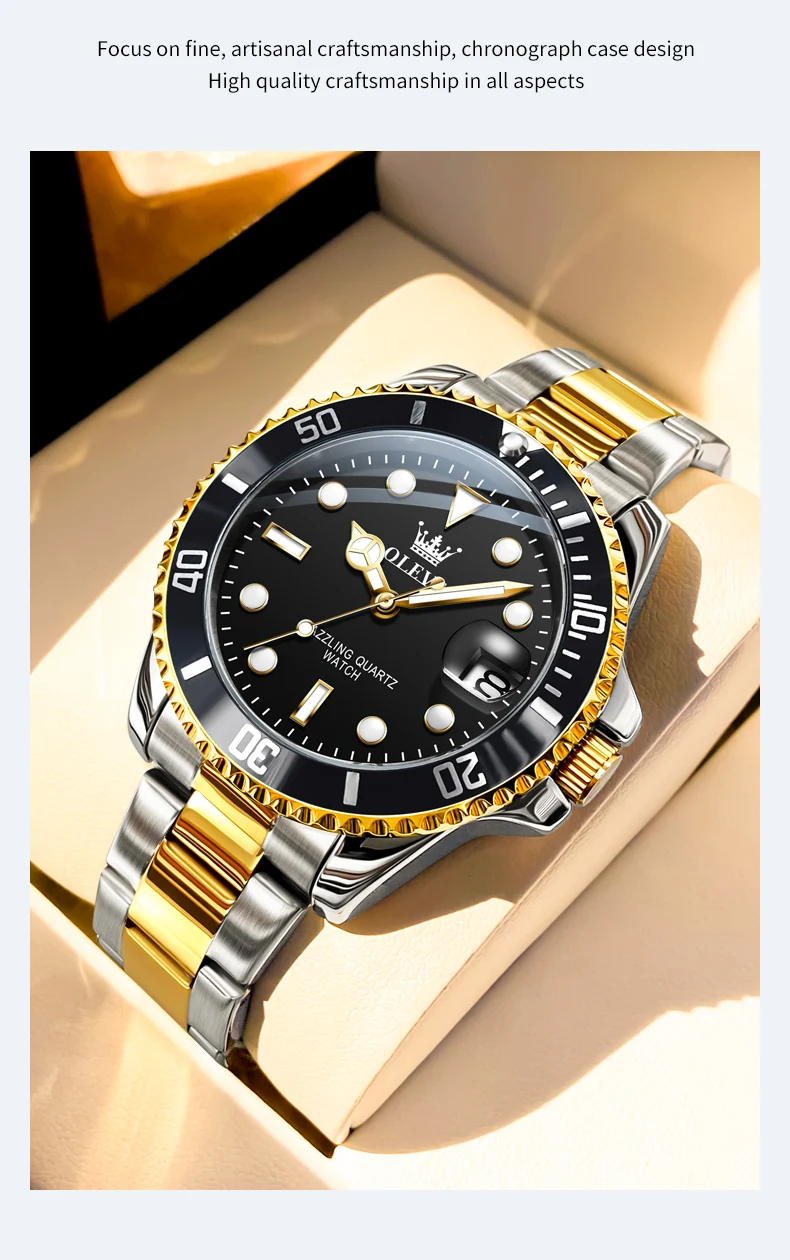 OLEVS 5885 Man Watch Original Brand Waterproof Quartz Watch Stainless Steel Strap Automatic Date Mens Gifts Watches For Man