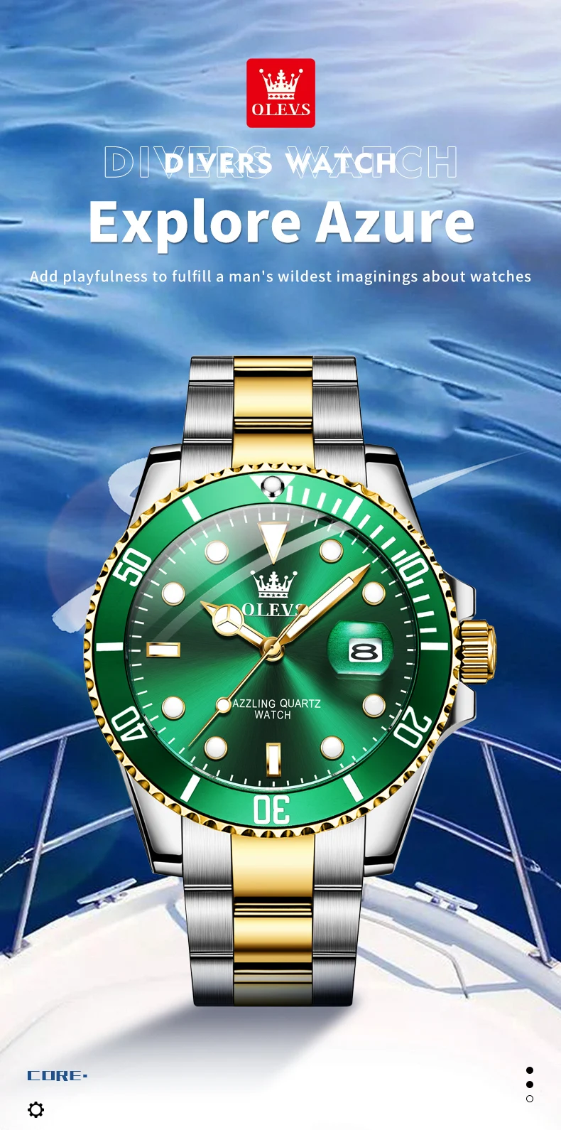 OLEVS 5885 Man Watch Original Brand Waterproof Quartz Watch Stainless Steel Strap Automatic Date Mens Gifts Watches For Man