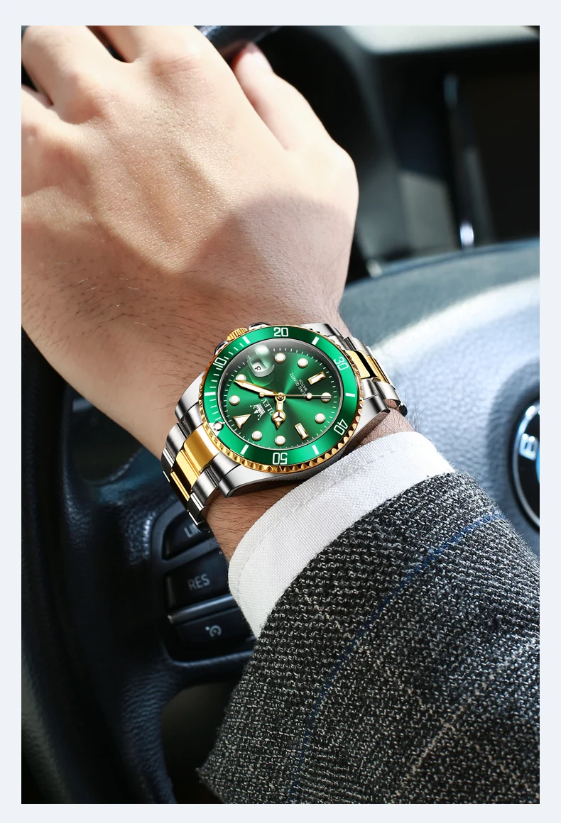 OLEVS 5885 Man Watch Original Brand Waterproof Quartz Watch Stainless Steel Strap Automatic Date Mens Gifts Watches For Man