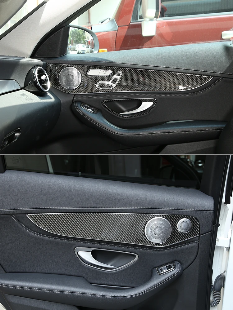 Soft Carbon Fiber For Mercedes Benz C GLC Class W205 2014-2020 Interior Door Decoration Panel Cover Trims Car Accessories
