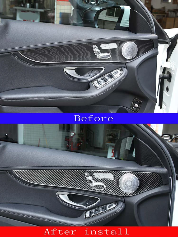 Soft Carbon Fiber For Mercedes Benz C GLC Class W205 2014-2020 Interior Door Decoration Panel Cover Trims Car Accessories