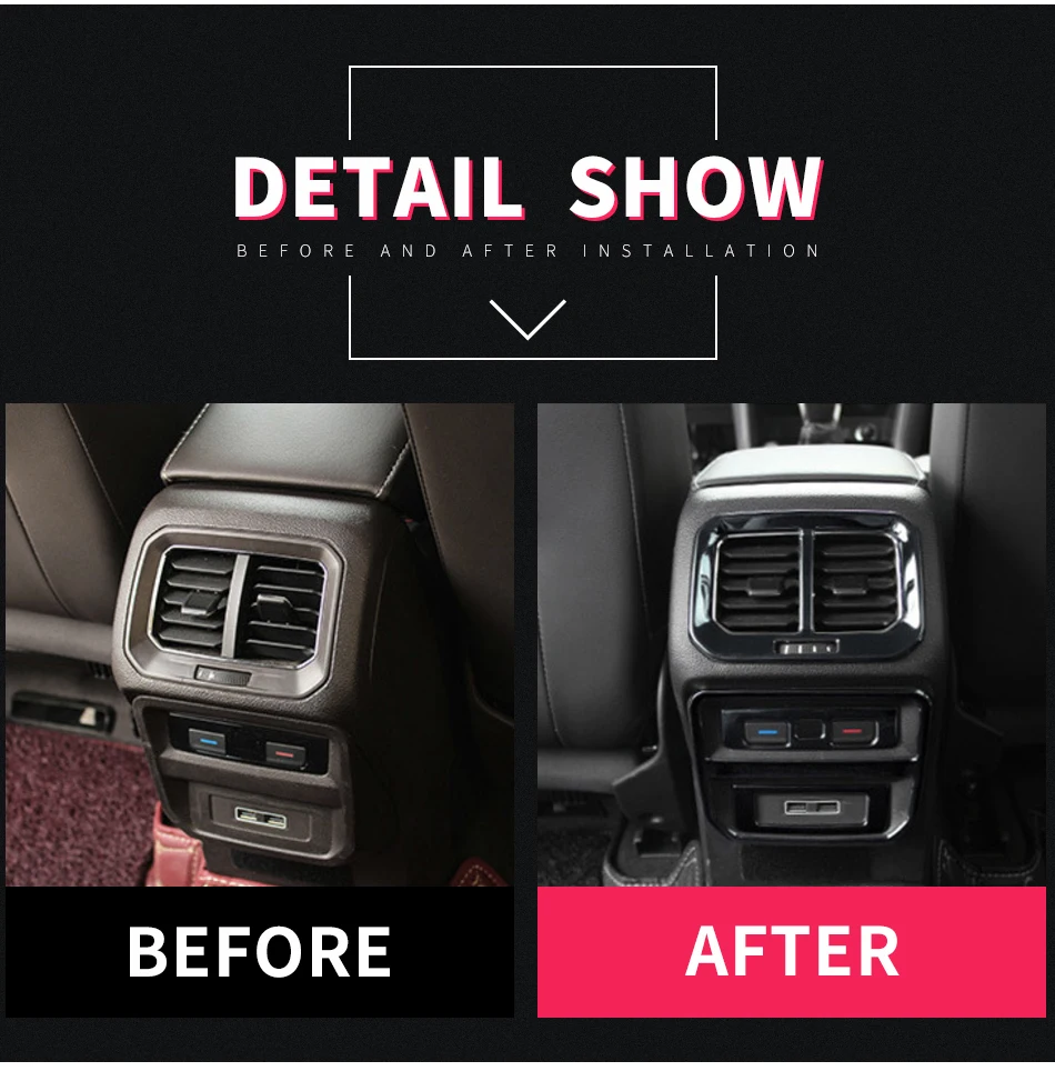 FOAL BURNING Car Cover Rear Trim Air Conditioning Outlet Vent For Volkswagen TiguanL VW Tiguan L MK2 2016 2017 2018 2019 2020