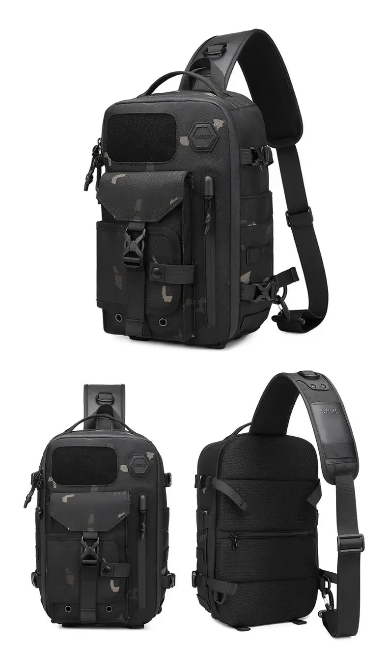Ozuko Cross Shoulder Bag Man Chest Bag Waterproof Tactical Waist Messenger Bag Zipper Fashion Outdoor