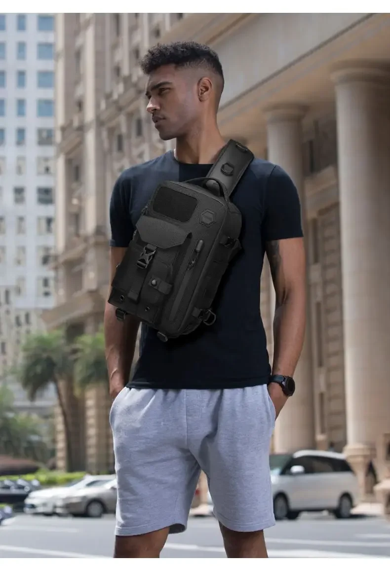 Ozuko Cross Shoulder Bag Man Chest Bag Waterproof Tactical Waist Messenger Bag Zipper Fashion Outdoor