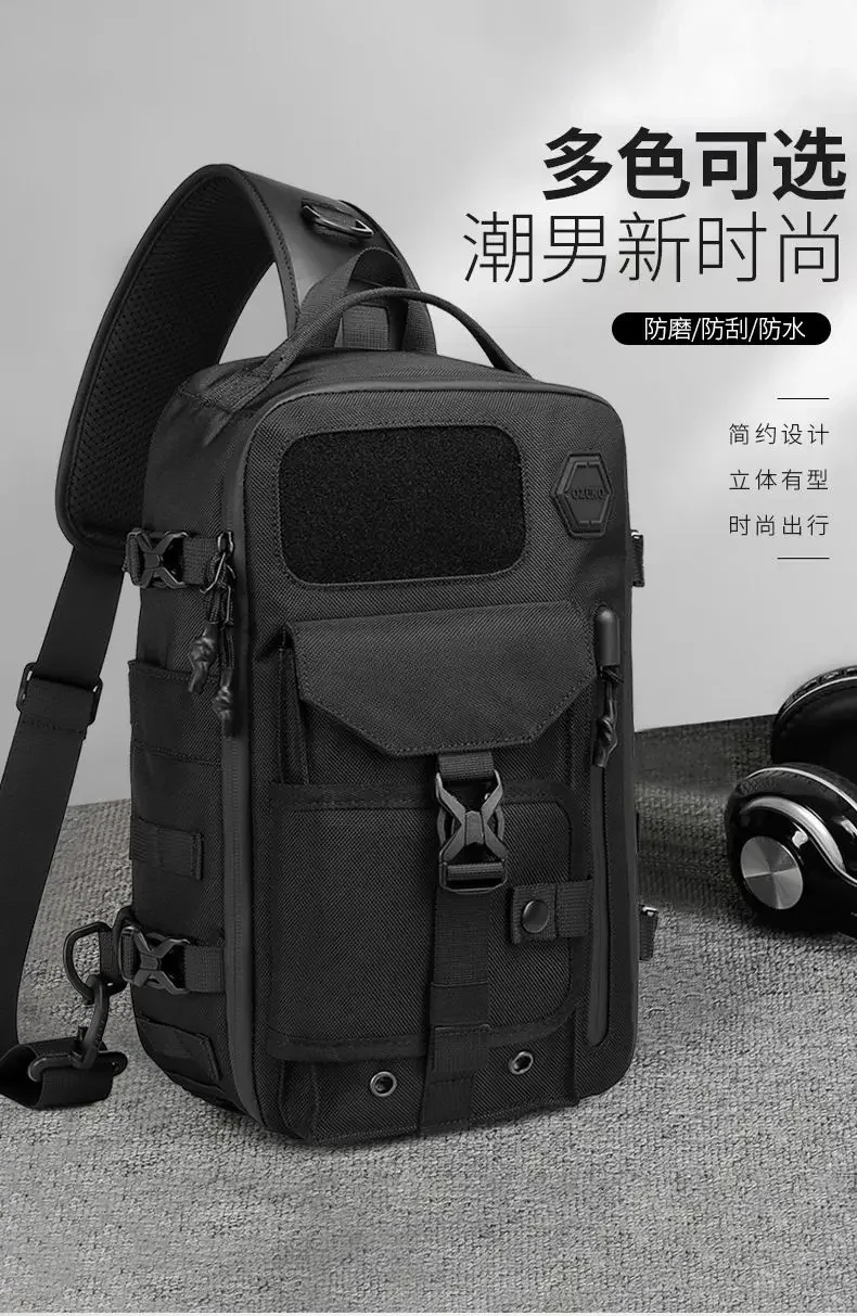 Ozuko Cross Shoulder Bag Man Chest Bag Waterproof Tactical Waist Messenger Bag Zipper Fashion Outdoor