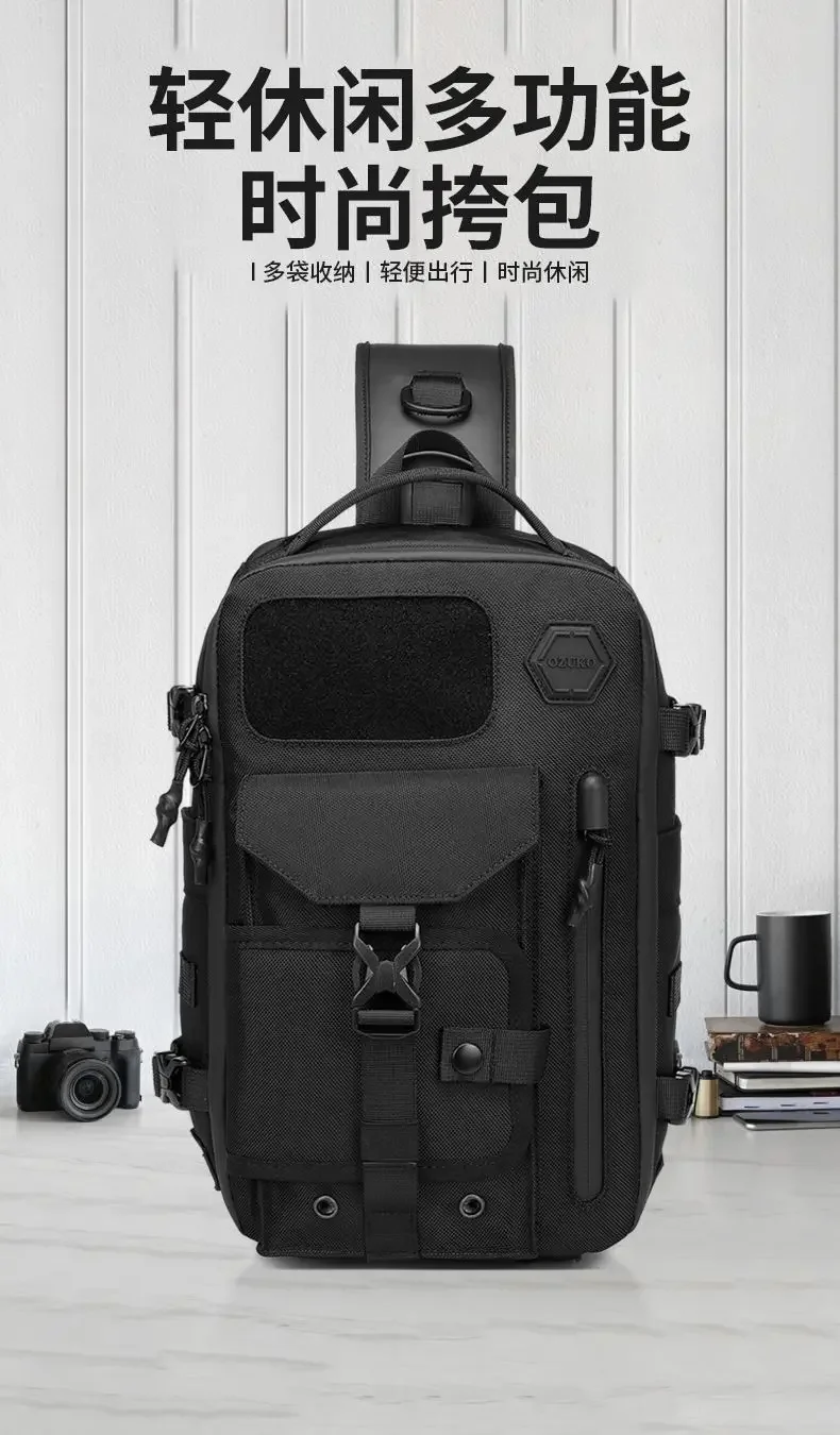 Ozuko Cross Shoulder Bag Man Chest Bag Waterproof Tactical Waist Messenger Bag Zipper Fashion Outdoor
