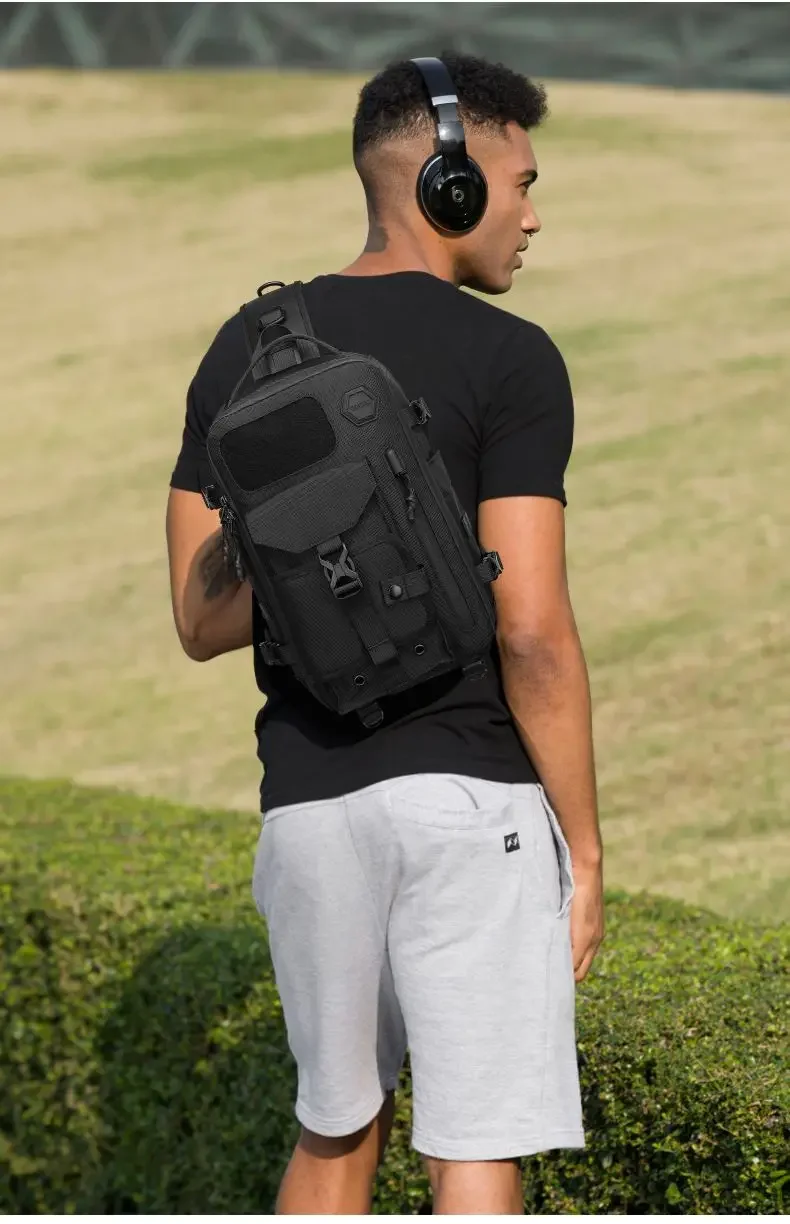 Ozuko Cross Shoulder Bag Man Chest Bag Waterproof Tactical Waist Messenger Bag Zipper Fashion Outdoor
