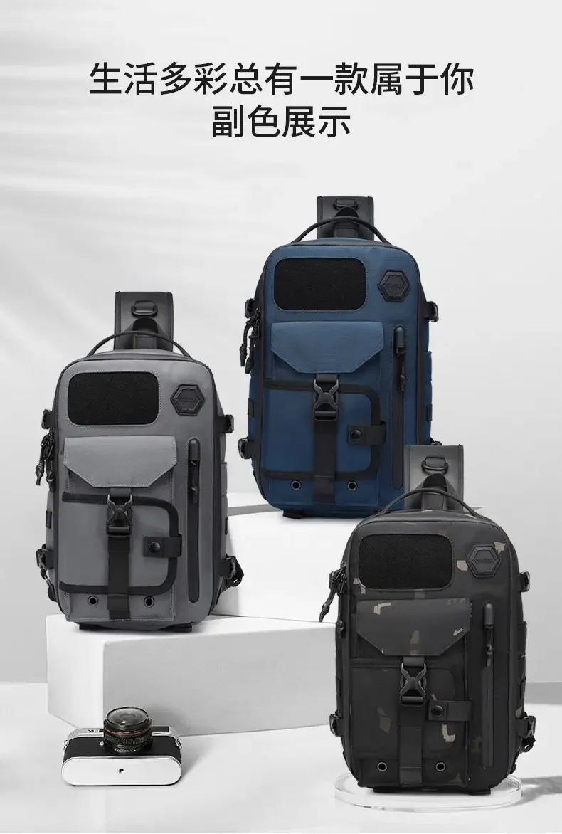 Ozuko Cross Shoulder Bag Man Chest Bag Waterproof Tactical Waist Messenger Bag Zipper Fashion Outdoor