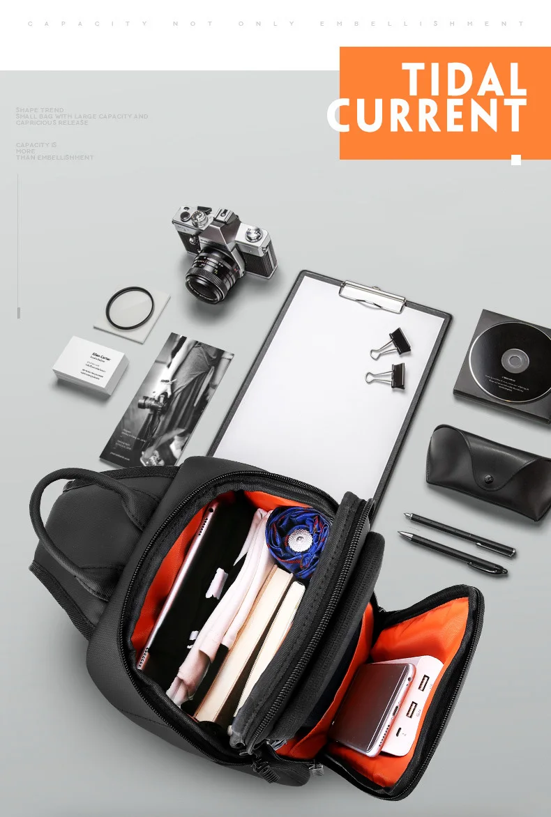 Crossbody Bag for USB Charging Men Shoulder Sports High-quality Messenger Male Waterproof Short Trip Chest Bag Pack Backpacks