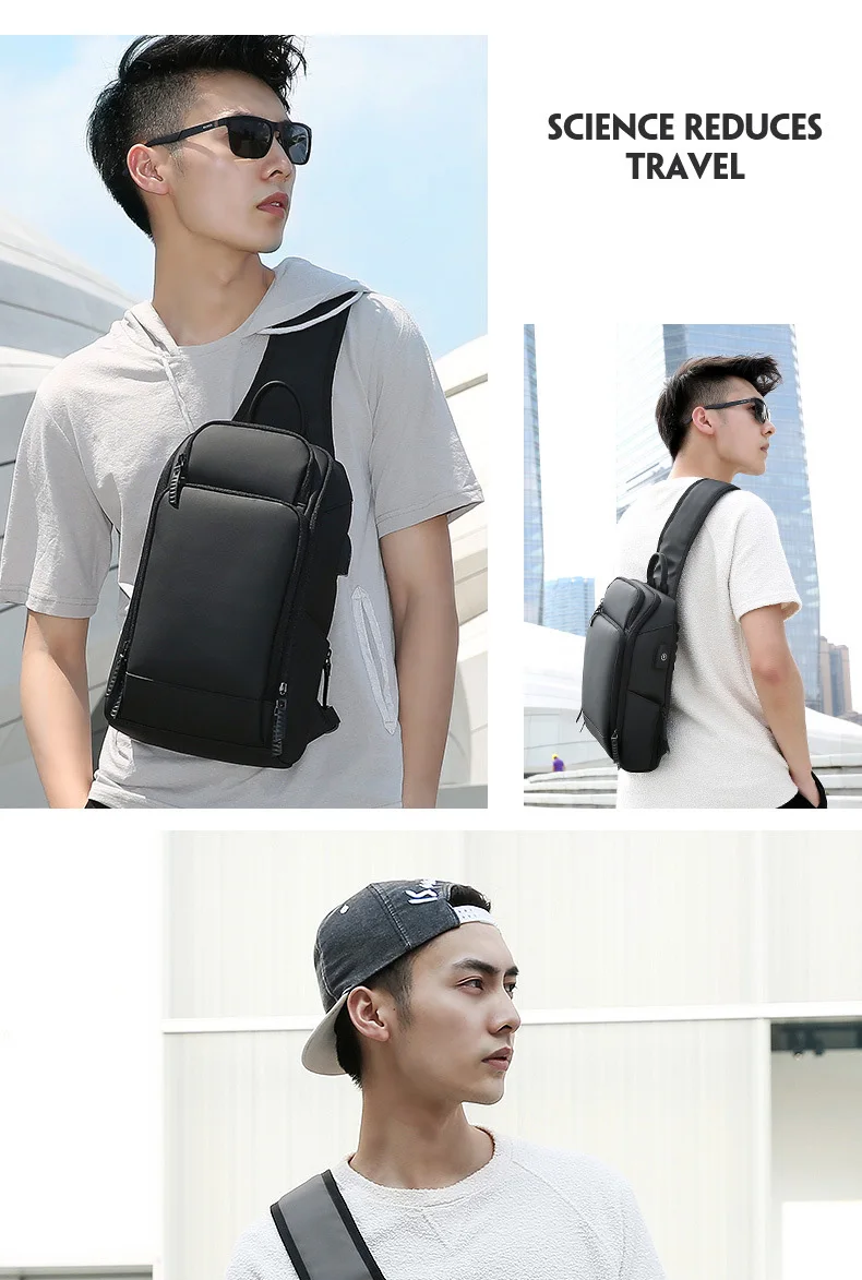 Crossbody Bag for USB Charging Men Shoulder Sports High-quality Messenger Male Waterproof Short Trip Chest Bag Pack Backpacks
