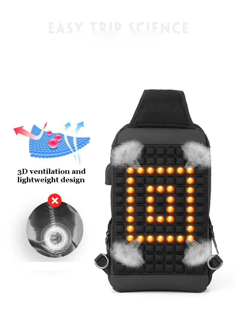 Crossbody Bag for USB Charging Men Shoulder Sports High-quality Messenger Male Waterproof Short Trip Chest Bag Pack Backpacks
