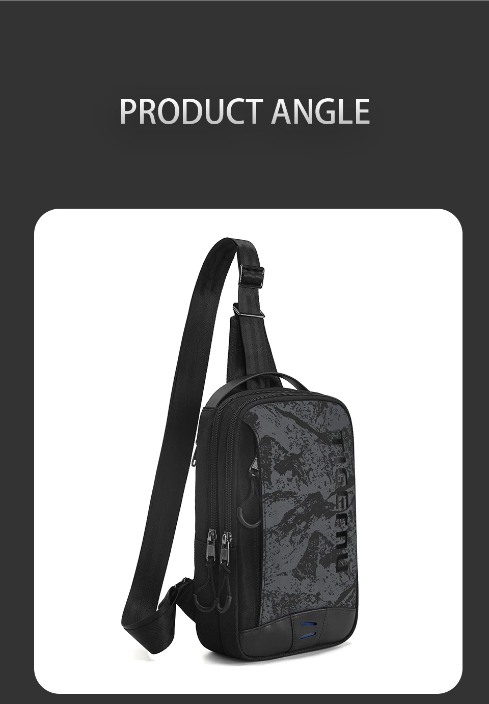Tigernu Men's Chest Bag 9.7inch Tablet Street Style Shoulder Bag Casual Sling Bags Travel Bag Crossbody Bags Pack for Teenager