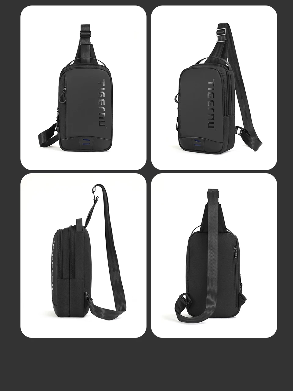 Tigernu Men's Chest Bag 9.7inch Tablet Street Style Shoulder Bag Casual Sling Bags Travel Bag Crossbody Bags Pack for Teenager