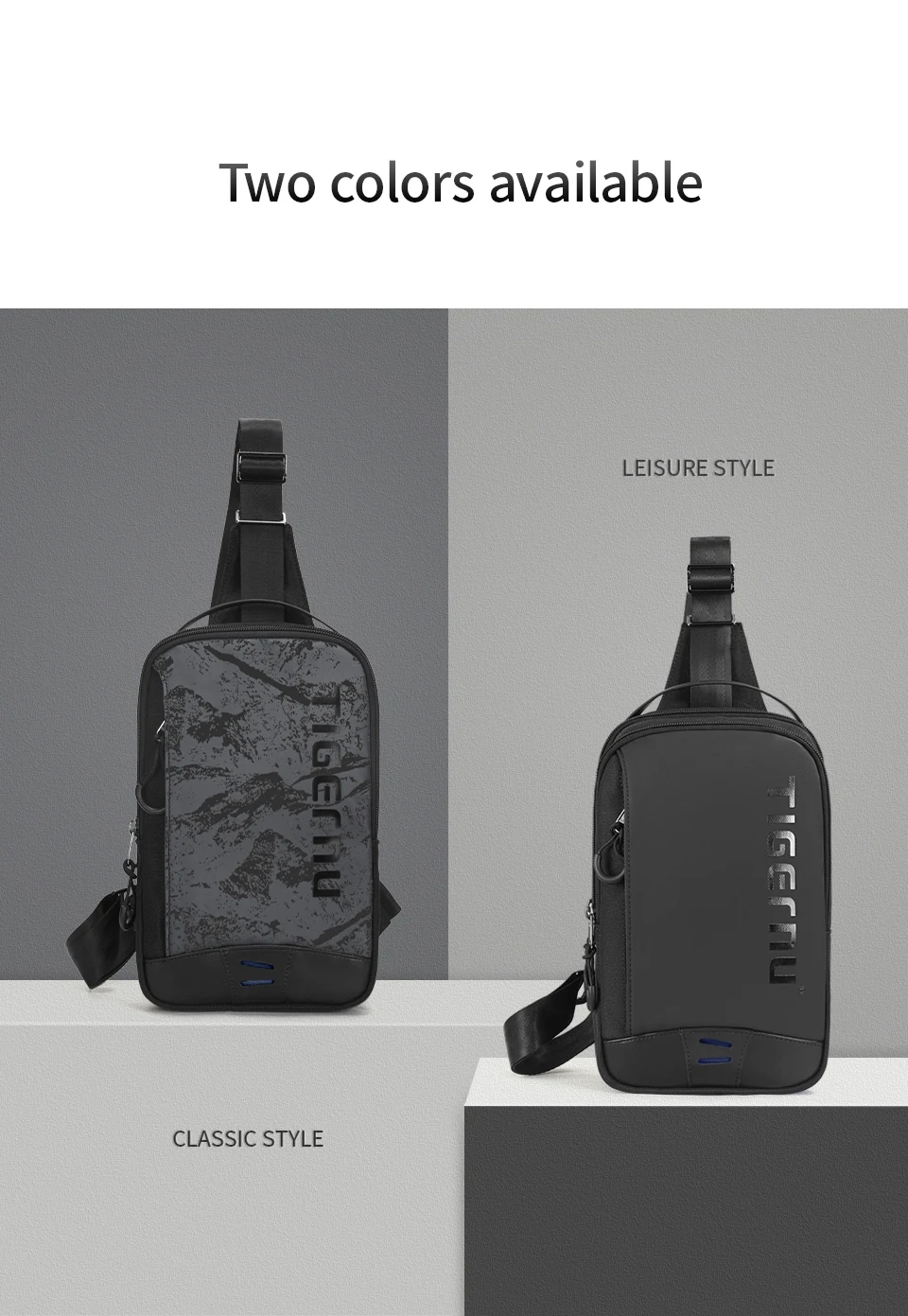 Tigernu Men's Chest Bag 9.7inch Tablet Street Style Shoulder Bag Casual Sling Bags Travel Bag Crossbody Bags Pack for Teenager