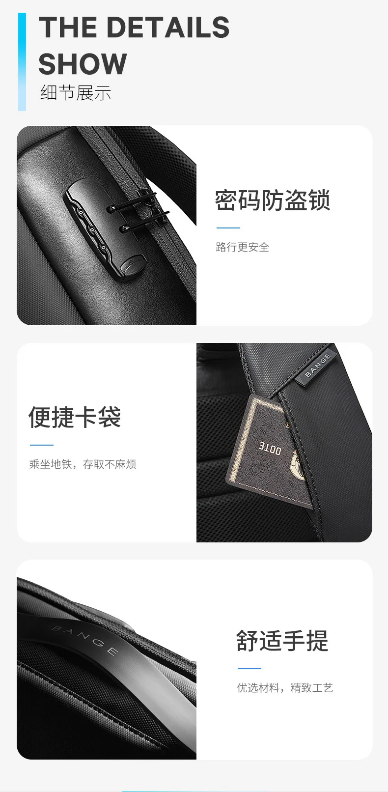 Bange Big Capacity Arrival 15.6 inch Laptop Backpacks Multifunctional with WaterProof Daily Work Business Backpack for Men