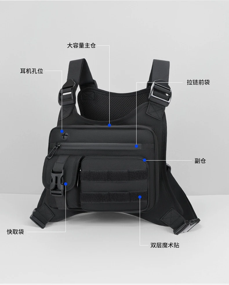 Tactical Men Vest Bag Waist Packs High Quality Waterproof Men Chest Bag Backpack Fashion Trends Men Sling Shoulder Bag Bolsos