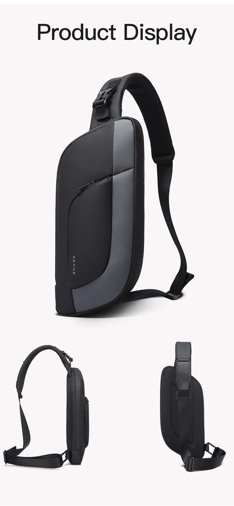 BANGE Men Chest Bag Design Korean Multifunction Waterproof Anti-stain Big Capacity Travel Portable Crossbody Bag Sling Bags
