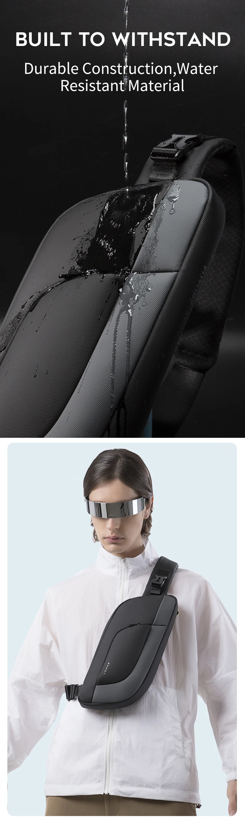 BANGE Men Chest Bag Design Korean Multifunction Waterproof Anti-stain Big Capacity Travel Portable Crossbody Bag Sling Bags