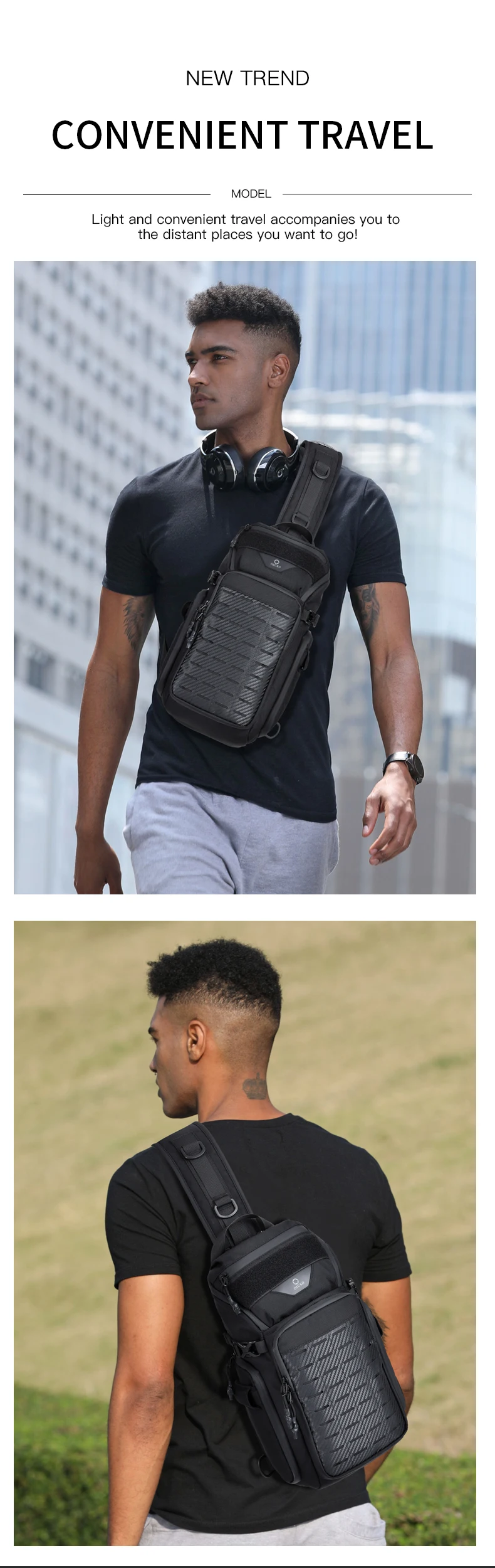 OZUKO Flex Bag Men Outdoor Sports Tactical Crossbody Sling Bags Male Waterproof Travel Multifunctional Shoulder Messenger Bag