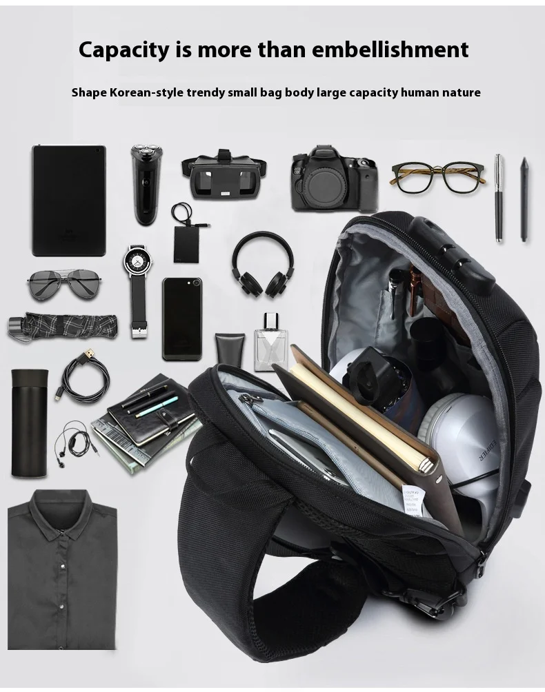 OZUKO Multifunction Crossbody Bag for Men Anti-theft Shoulder Messenger Bags Male Waterproof Short Trip Chest Bag Shoulder New