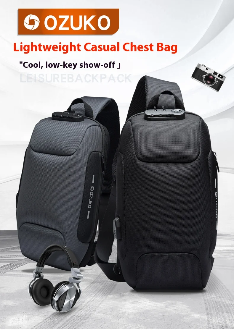 OZUKO Multifunction Crossbody Bag for Men Anti-theft Shoulder Messenger Bags Male Waterproof Short Trip Chest Bag Shoulder New