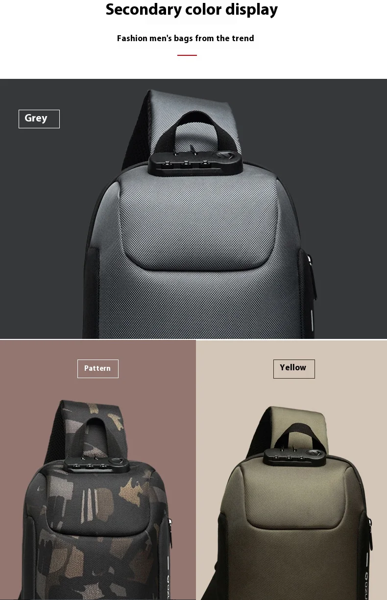 OZUKO Multifunction Crossbody Bag for Men Anti-theft Shoulder Messenger Bags Male Waterproof Short Trip Chest Bag Shoulder New
