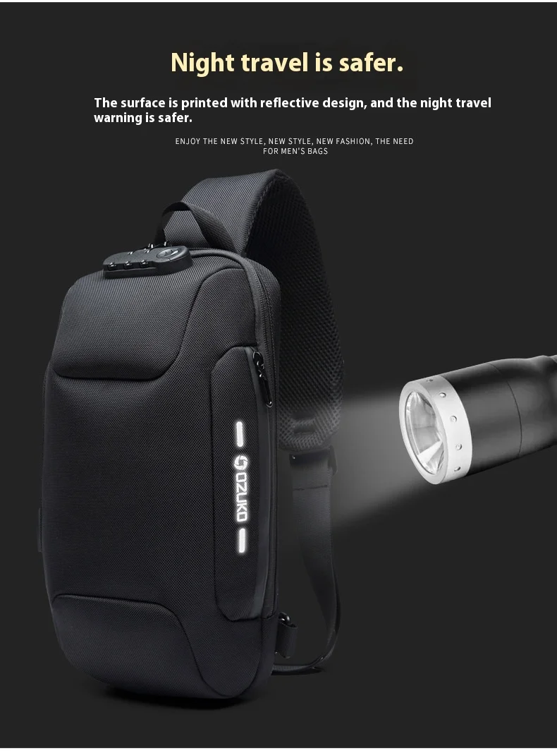 OZUKO Multifunction Crossbody Bag for Men Anti-theft Shoulder Messenger Bags Male Waterproof Short Trip Chest Bag Shoulder New