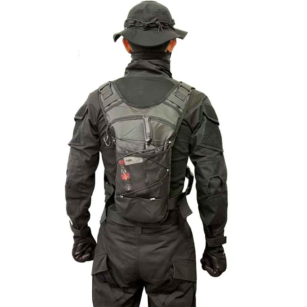 Outdoor tactical chest bag, multi-functional vest, multi-pocket sport cycling backpack, water bag, running vest Saco peito homem