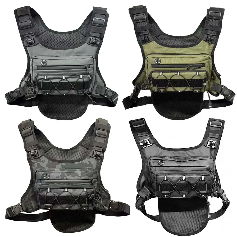 Outdoor tactical chest bag, multi-functional vest, multi-pocket sport cycling backpack, water bag, running vest Saco peito homem