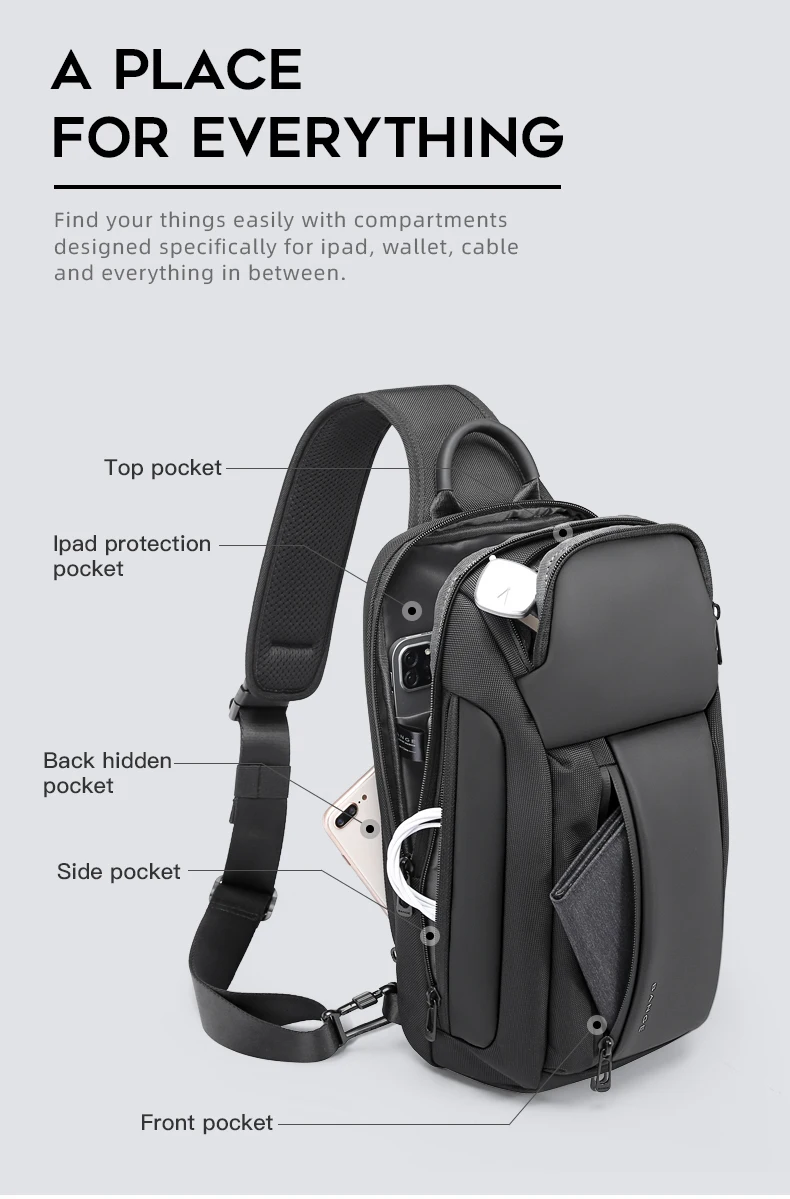 BANGE Oxford Trendy Waterproof Chest Bag Six Trend Colors Fashion Items, Large Capacity Memory for Both Men and Women
