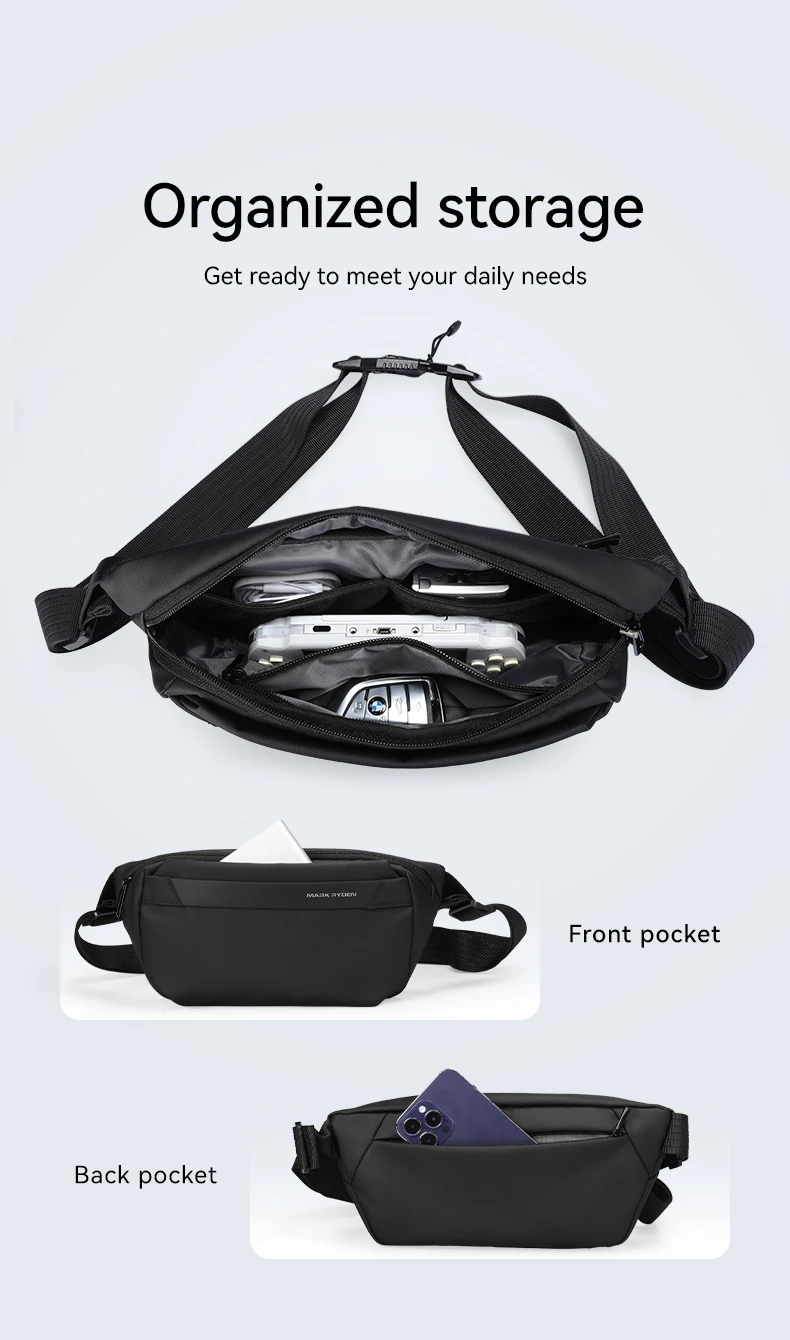 Mark Ryden Men's Chest Bag Business Leisure Multifunctional Sports Cycling Crossbody Bag Single Shoulder Bag Motorcycle Fishing