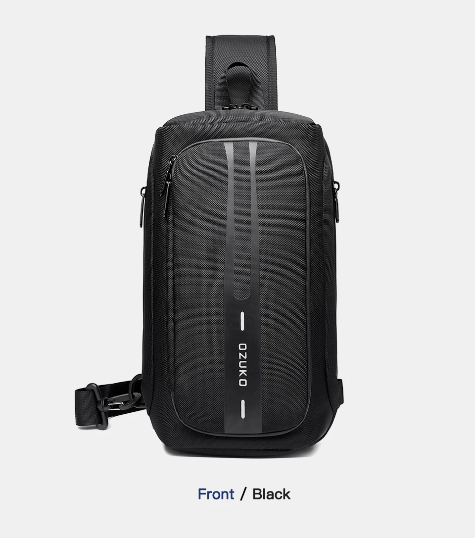 OZUKO Fashion Men Chest Bag Anti Theft Male Sling Messenger Bags Waterproof Male Outdoor Chest Pack Man USB Charge Crossbody Bag