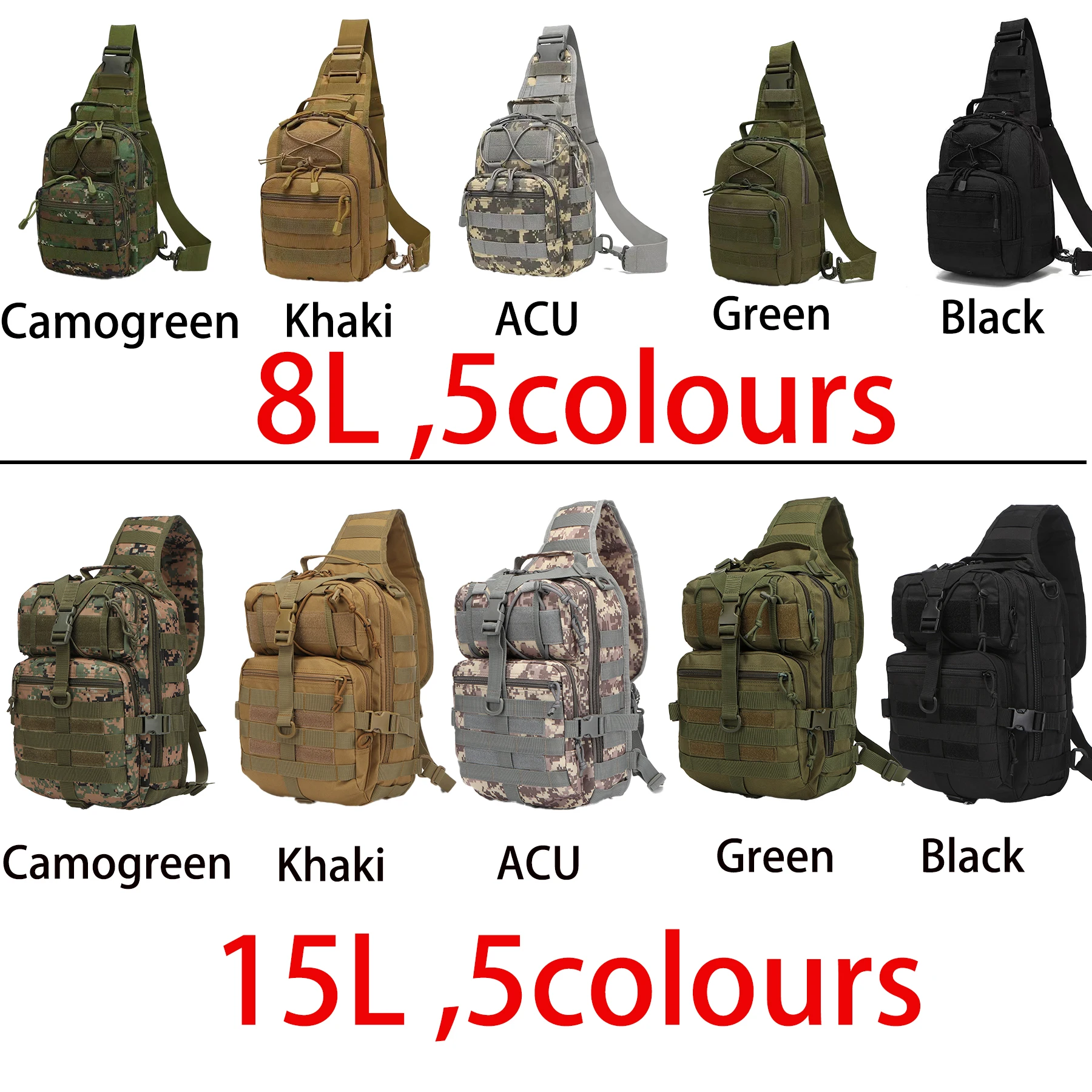 THURAM 8L/15L Outdoor Tactical Bag Backpack Sport Bag Pack Sling Shoulder Backpack Tactical Bag for Every Day Carry