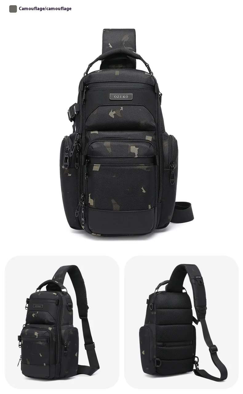 OZUKO Chest Bag, Stylish Multi-functional Crossbody Bag, Lightweight Waterproof Travel Crossbody Bag for Men