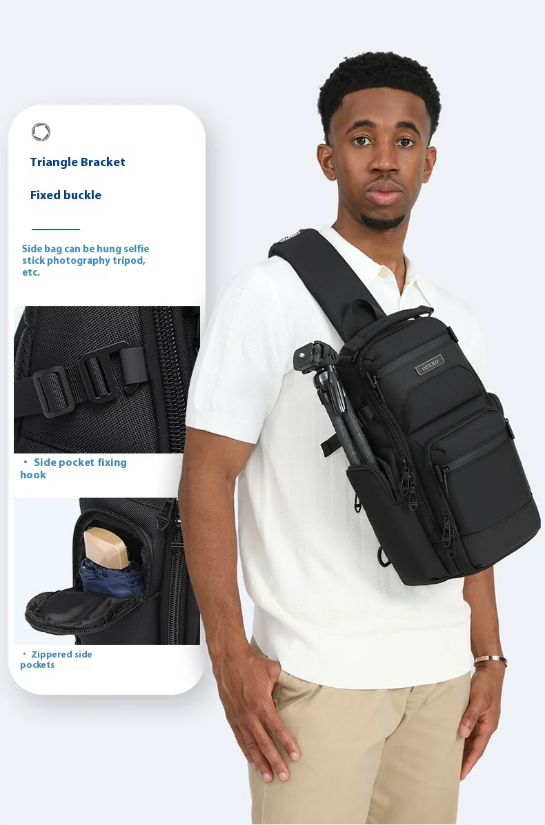 OZUKO Chest Bag, Stylish Multi-functional Crossbody Bag, Lightweight Waterproof Travel Crossbody Bag for Men