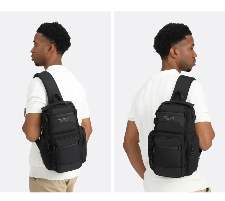 OZUKO Chest Bag, Stylish Multi-functional Crossbody Bag, Lightweight Waterproof Travel Crossbody Bag for Men