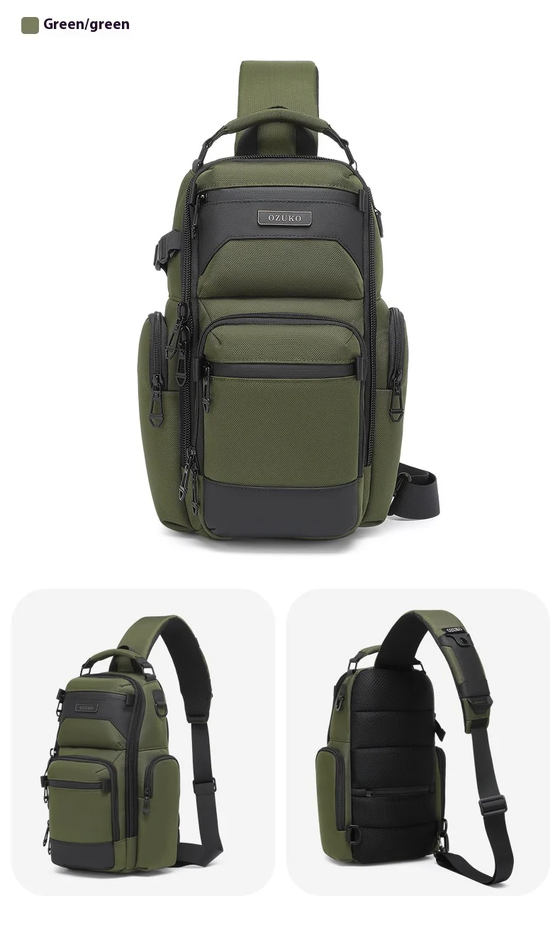 OZUKO Chest Bag, Stylish Multi-functional Crossbody Bag, Lightweight Waterproof Travel Crossbody Bag for Men