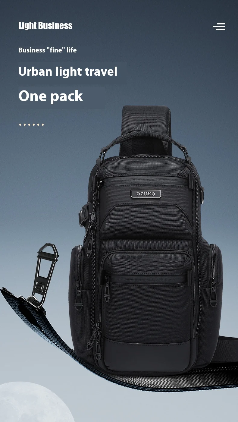 OZUKO Chest Bag, Stylish Multi-functional Crossbody Bag, Lightweight Waterproof Travel Crossbody Bag for Men
