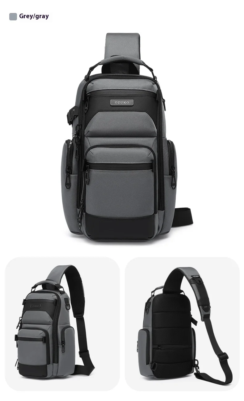OZUKO Chest Bag, Stylish Multi-functional Crossbody Bag, Lightweight Waterproof Travel Crossbody Bag for Men