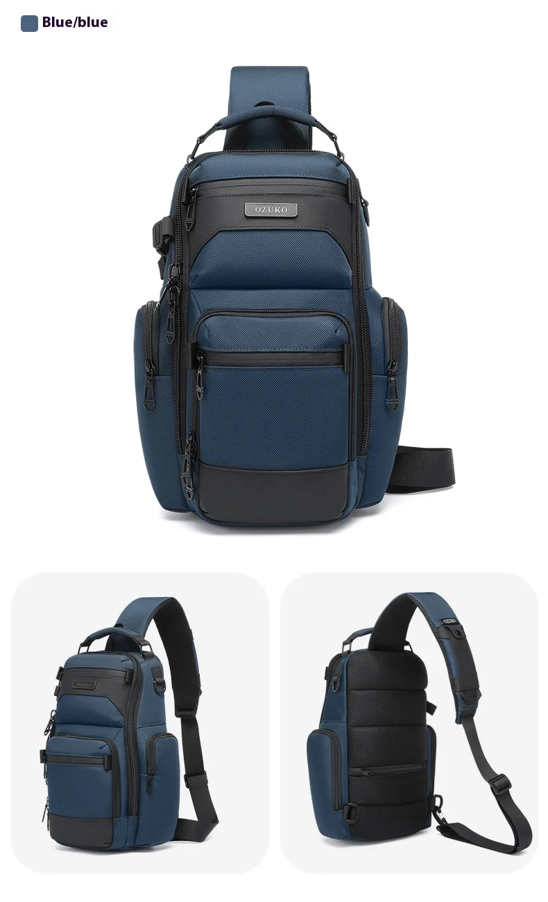 OZUKO Chest Bag, Stylish Multi-functional Crossbody Bag, Lightweight Waterproof Travel Crossbody Bag for Men