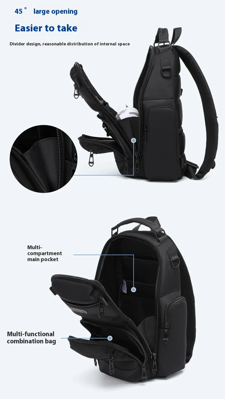 OZUKO Chest Bag, Stylish Multi-functional Crossbody Bag, Lightweight Waterproof Travel Crossbody Bag for Men