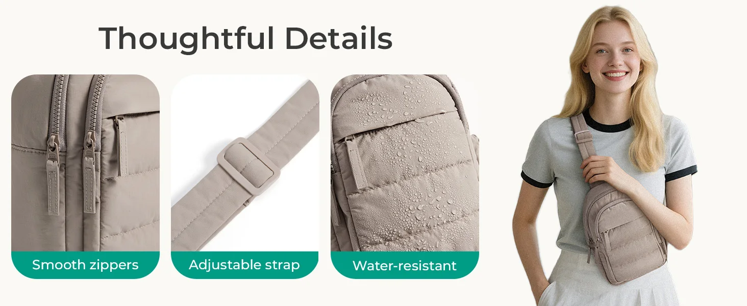 BAGSMART Multi-Layer Crossbody Bag Women Puffer Sling Bag Purses Handbag Outdoor Activities Fanny Packs for Travel Hiking