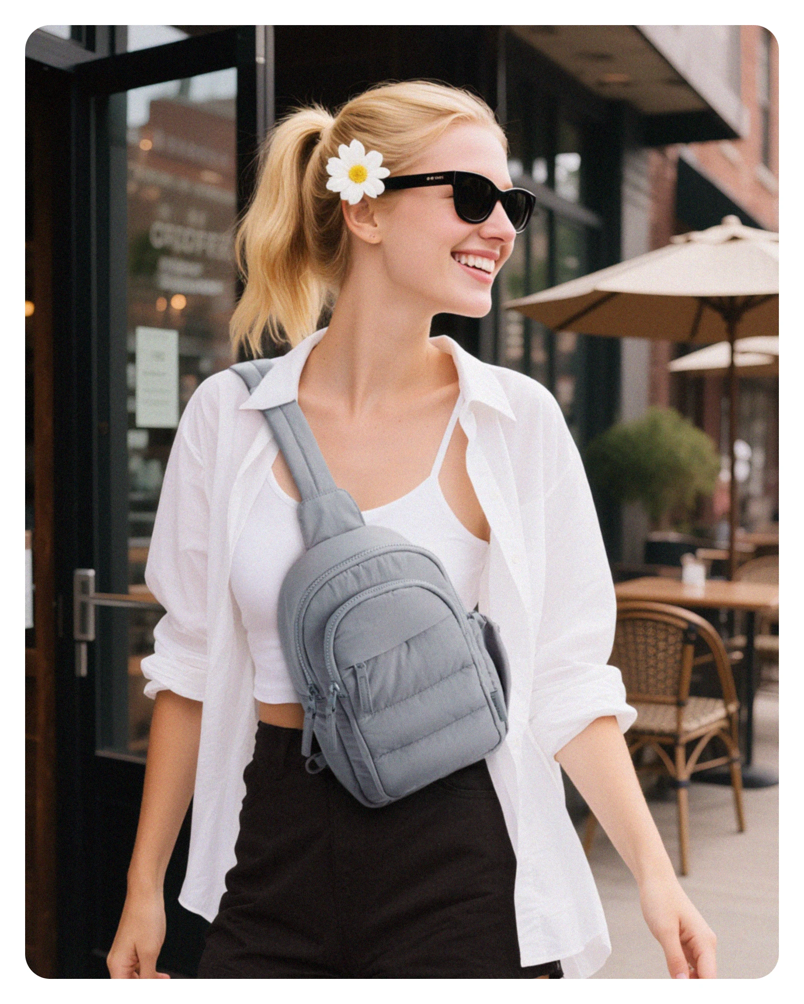 BAGSMART Multi-Layer Crossbody Bag Women Puffer Sling Bag Purses Handbag Outdoor Activities Fanny Packs for Travel Hiking