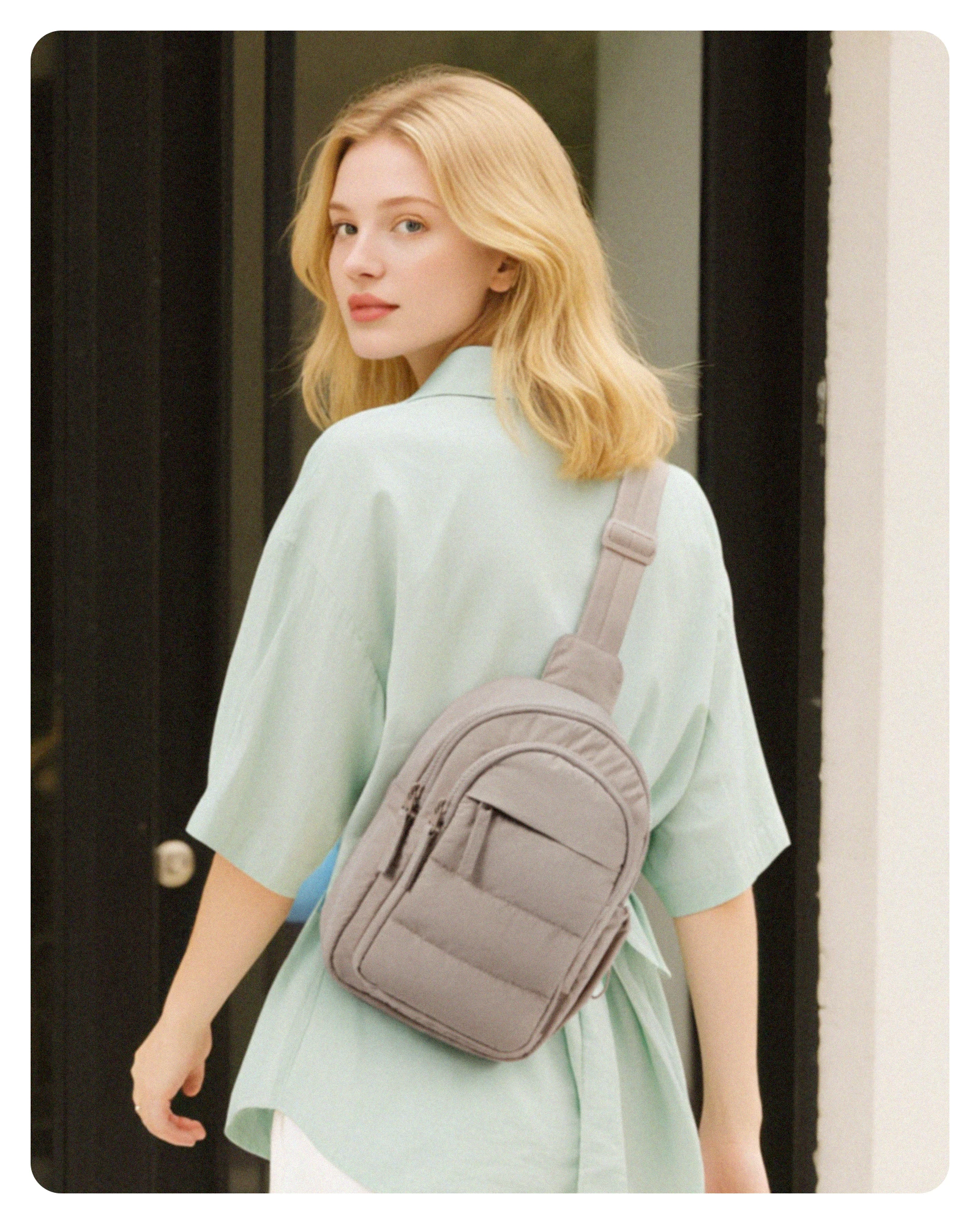 BAGSMART Multi-Layer Crossbody Bag Women Puffer Sling Bag Purses Handbag Outdoor Activities Fanny Packs for Travel Hiking