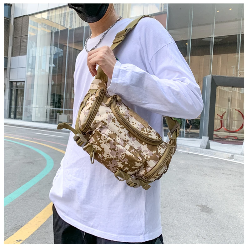1000D Waterproof Oxford Men's Belt Fanny Pack Shoulder Messenger Bag Tactical Chest Bags