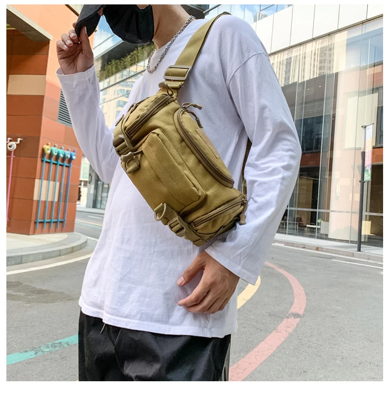 1000D Waterproof Oxford Men's Belt Fanny Pack Shoulder Messenger Bag Tactical Chest Bags